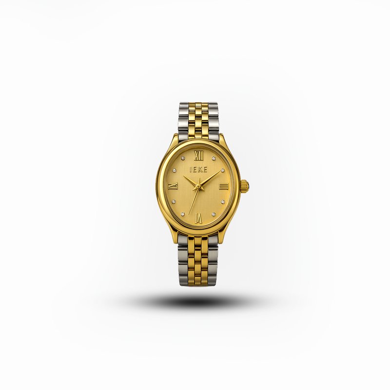 IEKE women’s two-tone gold and silver watch with gold dial – ladies wristwatch Pakistan