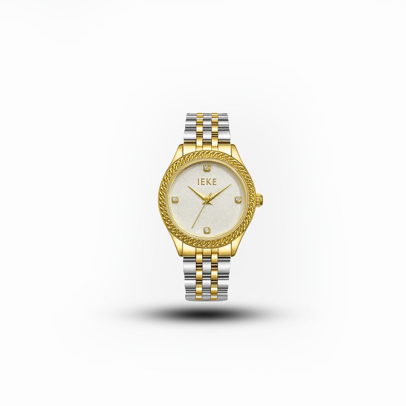 IEKE women’s gold crystal watch with two-tone bracelet and silver dial – Pakistan