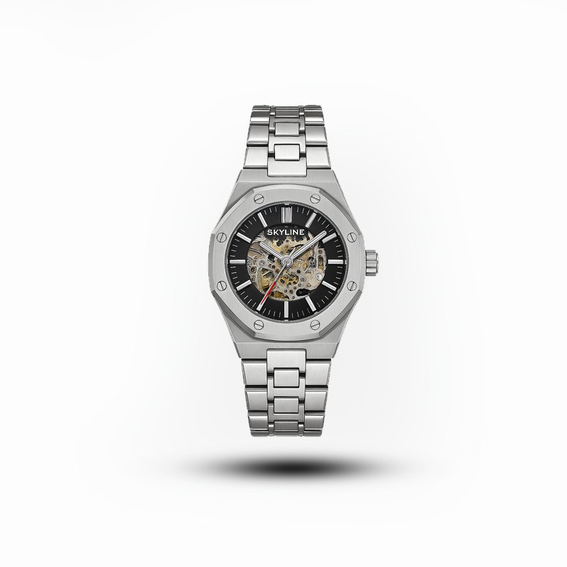 Skyline Automatic Skeleton Watch – Stainless Steel Luxury Men’s Timepiece